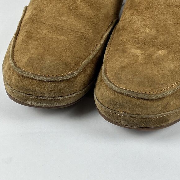 OluKai Womens Sz 7 Ola Hou Shearling Tan Suede Ankle Boot Slipper Slip On Warm - Picture 9 of 14